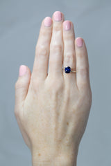 3Ct Royal Blue Ceylon Sapphire | Cushion Shape on hand
