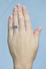 3.04Ct Vivid Blue Ceylon Sapphire | Oval Shape on hand