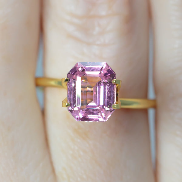 2.54Ct Vivid Pink Sapphire | Emerald Shape closeup