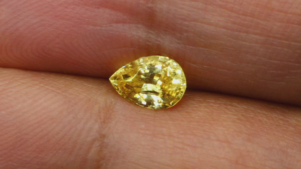 Video of Natural, rare 1Ct Canary Yellow Sapphire | Pear Shape from Sri Lanka