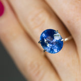 6.61Ct Blue Ceylon Sapphire | Oval Shape on finger