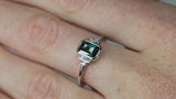Video of Art Deco - Blue Teal Sapphire & Baguette Diamonds on ring finger