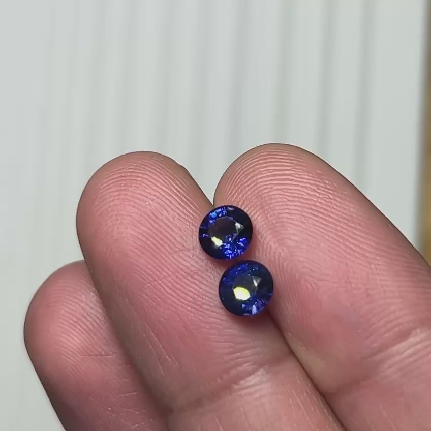 1.55Ct Blue-Violet Pair Ceylon Sapphire | Round Shape video
