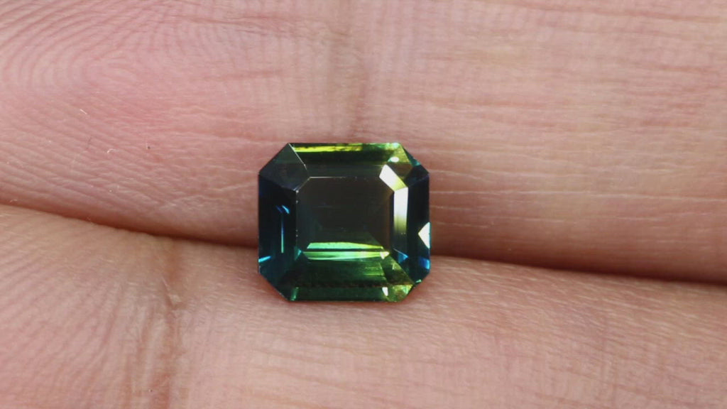 Vide of Beautiful 1.45Ct Blue Yellow Green Teal Sapphire | Emerald Shape from Madagascar 