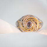Daintree | "Cosmic Zen" | Hand-sculpted Platinum Signet with Natural Colour Change Alexandrite evening light