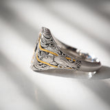 Daintree | "Cosmic Zen" | Hand-sculpted Platinum Signet with Natural Colour Change Alexandrite side view - Mother earth