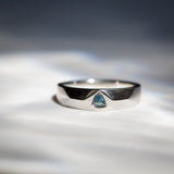 Daintree | "Urals II" | Natural Russian Alexandrite Art Deco Signet Ring front view bluish green