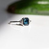 Daintree | Art Deco - Blue Teal Sapphire & Baguette Diamonds Ring