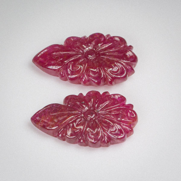 17.59Ct Natural Carved Vivid Red Ruby | Fancy Shape side view