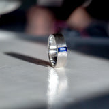 Indian Ocean | Quiet Confidence - Vivid Blue Sapphire Wide Ring in sunlight
