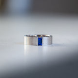 Indian Ocean | Quiet Confidence - Vivid Blue Sapphire Wide Ring Front view