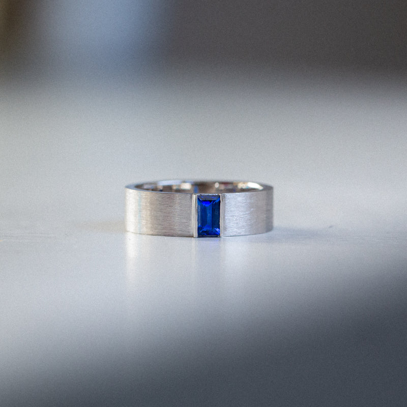 Indian Ocean | Quiet Confidence - Vivid Blue Sapphire Wide Ring Front view