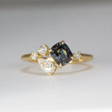 Daintree | Asymmetry  - Alexandrite & Diamonds front view white light