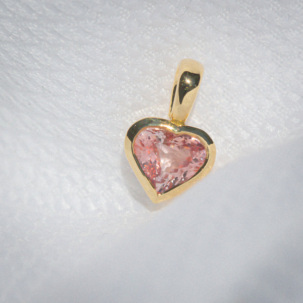 Kimberley | "Je T’aime" | Ceylon Padparadscha Sapphire Pendant front view