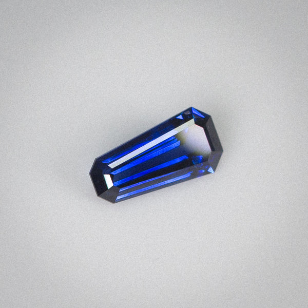 0.75Ct Vivid Royal Blue Ceylon Sapphire | Fancy Coffin Shape side view