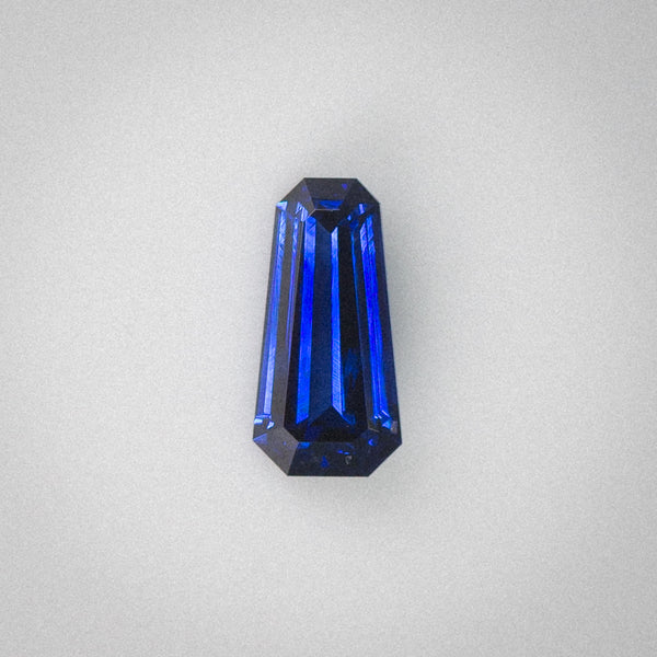 0.75Ct Vivid Royal Blue Ceylon Sapphire | Fancy Coffin Shape front view