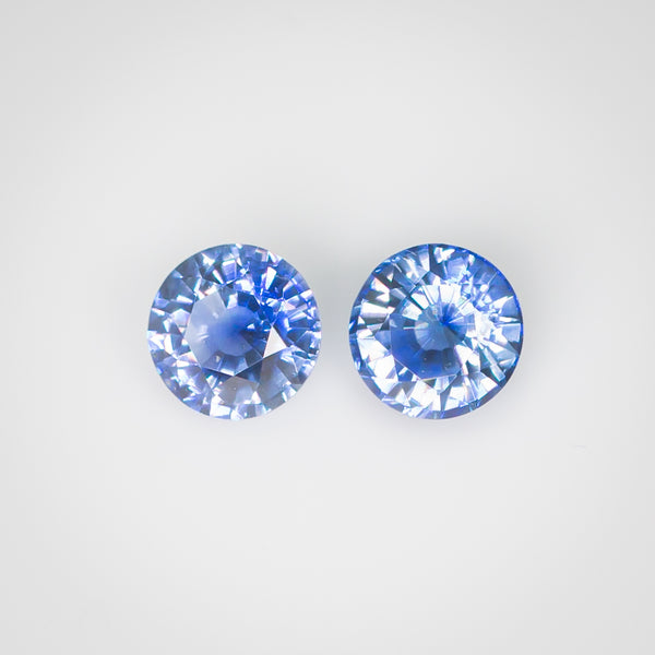 1.28Ctw 5mm Ceylon Blue Pair of Sapphires | Round Shape front view