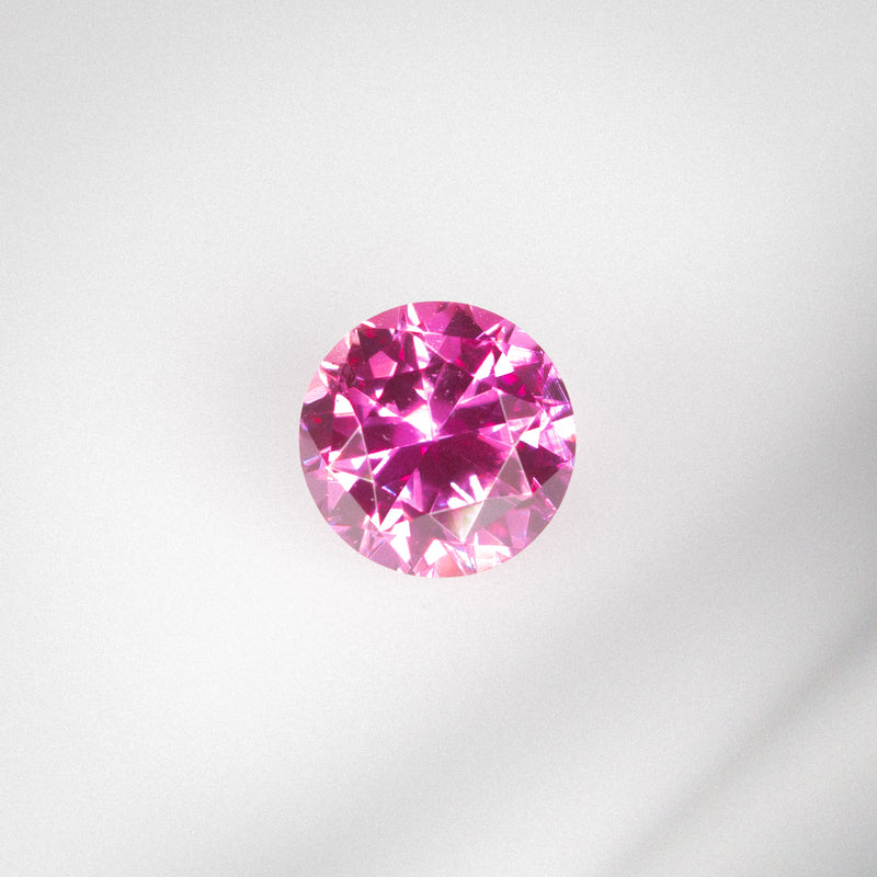 1.25Ct Vivid Hot Pink Ceylon Sapphire | "Fire of Babylon" | Round Shape front view