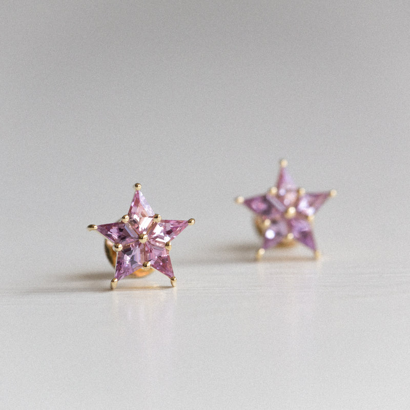 Kimberley | Star - Vivid Pink Ceylon Sapphire Earrings Shade View