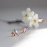 Kimberley | Star - Vivid Pink Ceylon Sapphire Earrings Side View