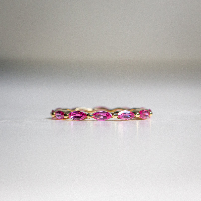 Kimberley | An Eternity of Pink - Natural Sapphires Ring Front View Closeup