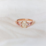 Kimberley | 'Grace of Sakura' | Natural GIA Certified I,VVS1,EX Diamond & Pastel Pink Sapphires Ring front view soft