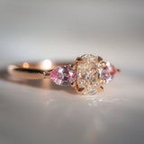 Kimberley | 'Grace of Sakura' | Natural GIA Certified I,VVS1,EX Diamond & Pastel Pink Sapphires Ring closeup