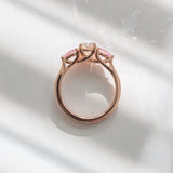 Kimberley | 'Grace of Sakura' | Natural GIA Certified I,VVS1,EX Diamond & Pastel Pink Sapphires Ring basket view