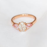Kimberley | 'Grace of Sakura' | Natural GIA Certified I,VVS1,EX Diamond & Pastel Pink Sapphires Ring top down view