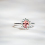 Kimberley | 'Pantai Merah' | Padparadscha Sapphire Halo Ring front view