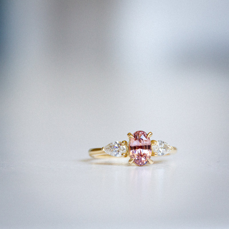 Kimberley | Lotus - Pastel Padparadscha Ceylon Sapphire & Diamonds Front View