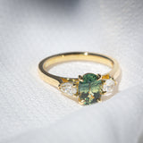 Daintree | "Fern Forest" | Parti Australian Sapphire & Natural Diamonds Trilogy Ring front view 2