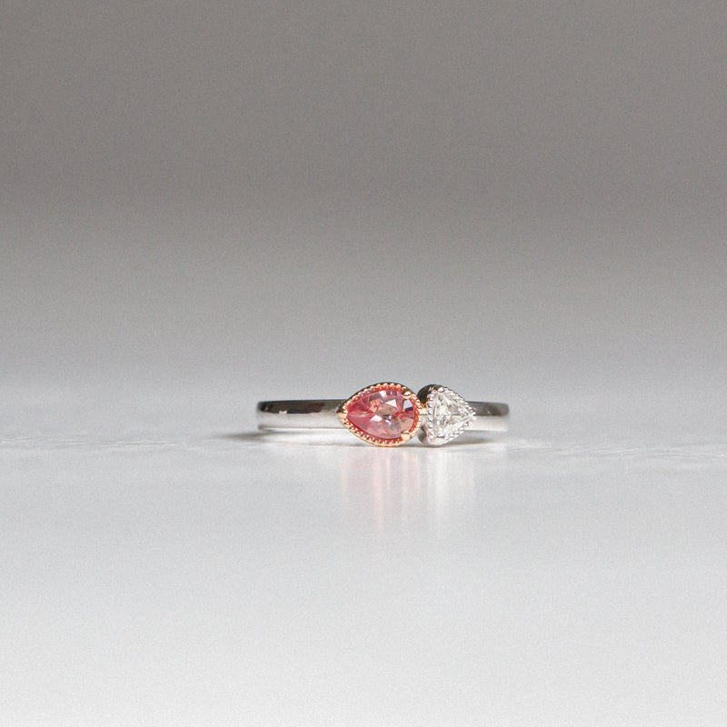 Kimberley | Desert Sunset - Padparadscha Sapphire & Diamond front view