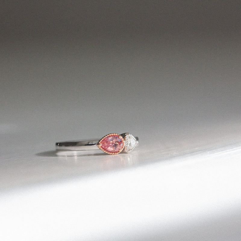 Kimberley | Desert Sunset - Padparadscha Sapphire & Diamond side view
