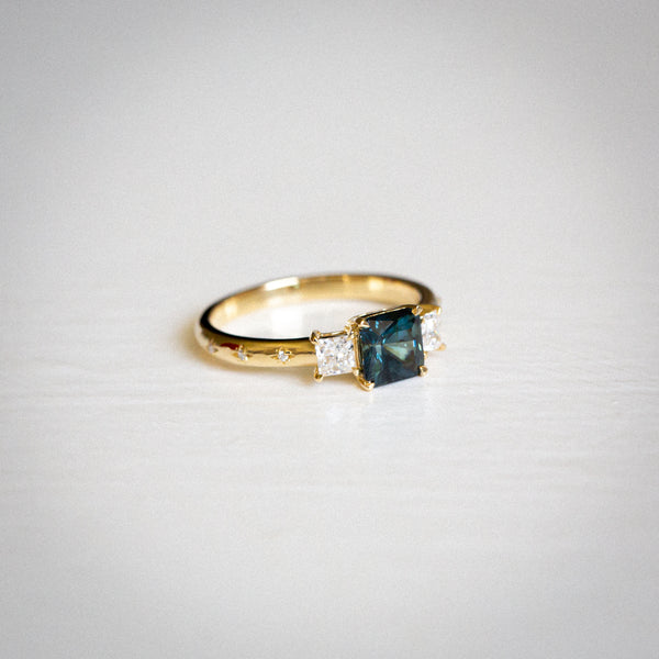 Daintree | Constellation - Teal Blue Madagascan Sapphire & Diamonds Side View