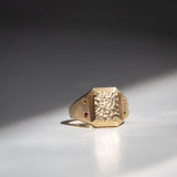 Byron Bay | Hammered Lines - Birthstone Signet Ring in sun