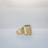 Byron Bay | Hammered Lines - Birthstone Signet Ring side view spinel and tourmaline