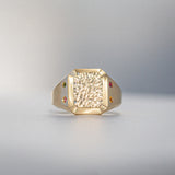 Byron Bay | Hammered Lines - Birthstone Signet Ring front view