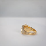 Byron Bay | Hammered Lines - Birthstone Signet Ring back view and Ceylon Stones logo