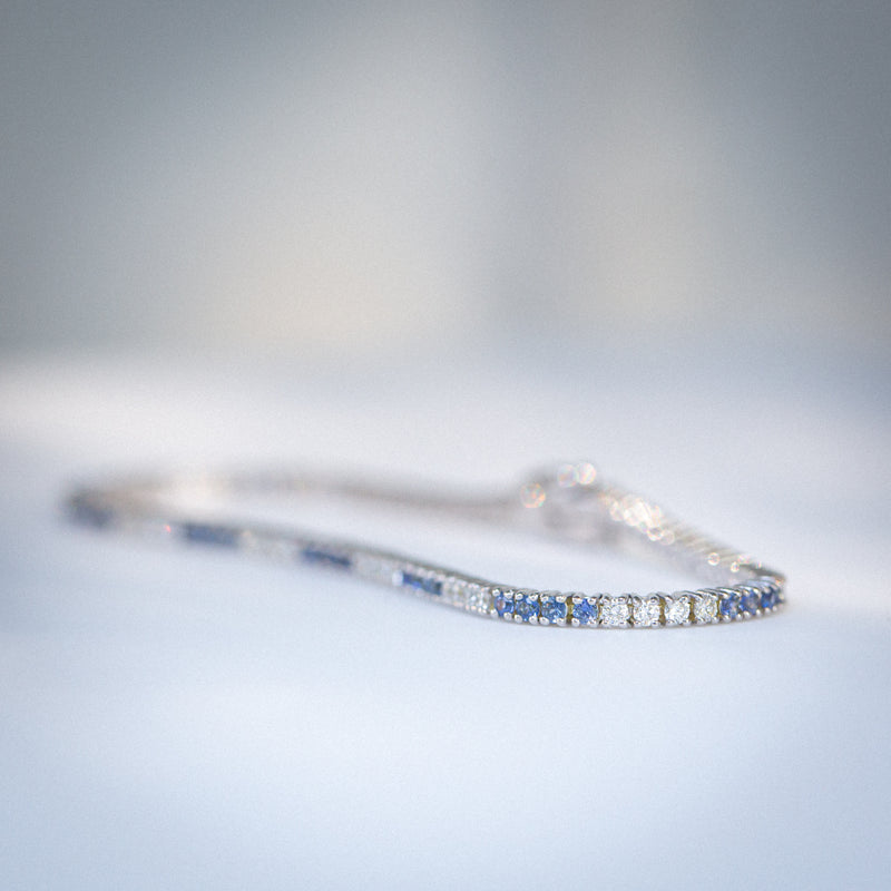 Indian Ocean | 2.4Ctw+ Ceylon Blue Sapphires & Diamonds Tennis Bracelet 5