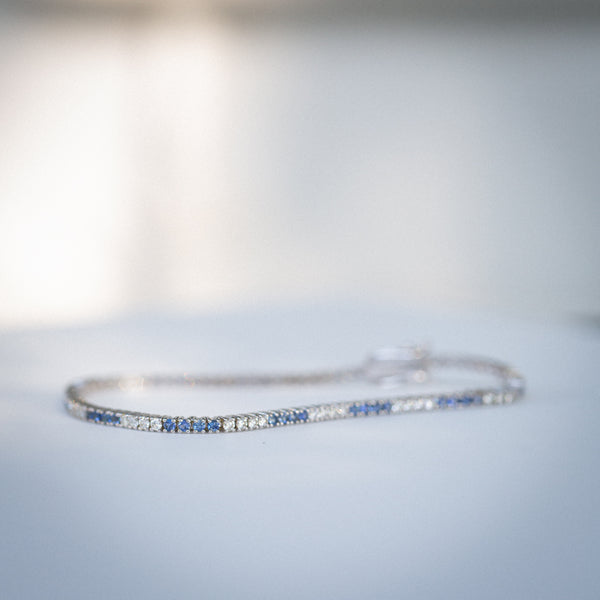 Indian Ocean | 2.4Ctw+ Ceylon Blue Sapphires & Diamonds Tennis Bracelet 2