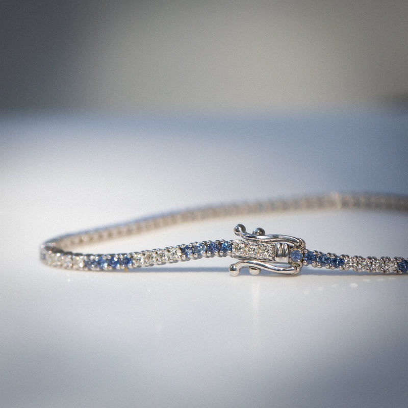 Indian Ocean | 2.4Ctw+ Ceylon Blue Sapphires & Diamonds Tennis Bracelet 3