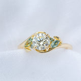 Daintree | 'Otways' | Natural Diamond & Australian Sapphires Curved Ring front close-up