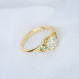 Daintree | 'Otways' | Natural Diamond & Australian Sapphires Curved Ring side angled view soft