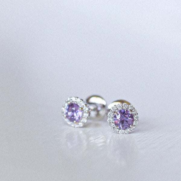 Purple sales diamond earrings