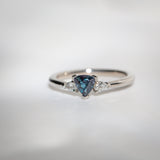 Daintree | "Urals I" | Natural Russian Alexandrite & Diamond Trilogy Ring daylight colour bluish green