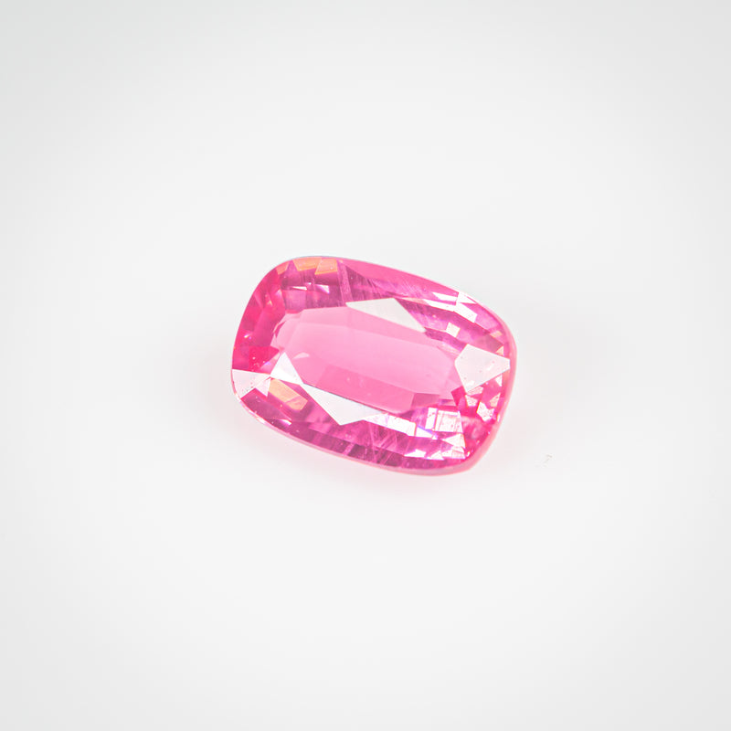 0.7Ct Neon Reddish Pink Mahenge Spinel | Cushion Shape side view