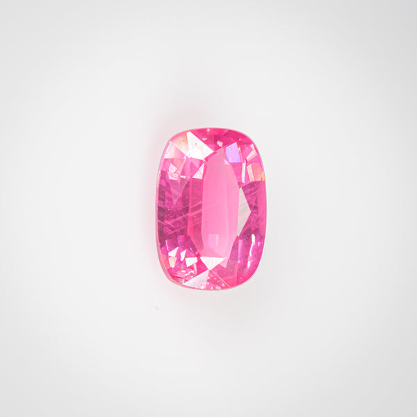 0.7Ct Neon Reddish Pink Mahenge Spinel | Cushion Shape front view