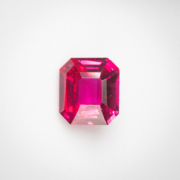 1.06Ct Vivid Crimson Red Mozambique Ruby | 'Joie de Vivre' | Emerald Shape front view