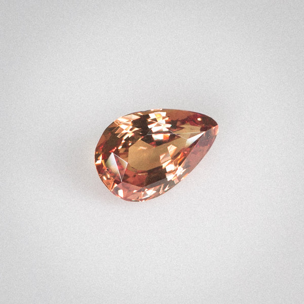 1.06Ct Sunset Brownish Pink-Orange Madagascar Sapphire | Pear Shape side view